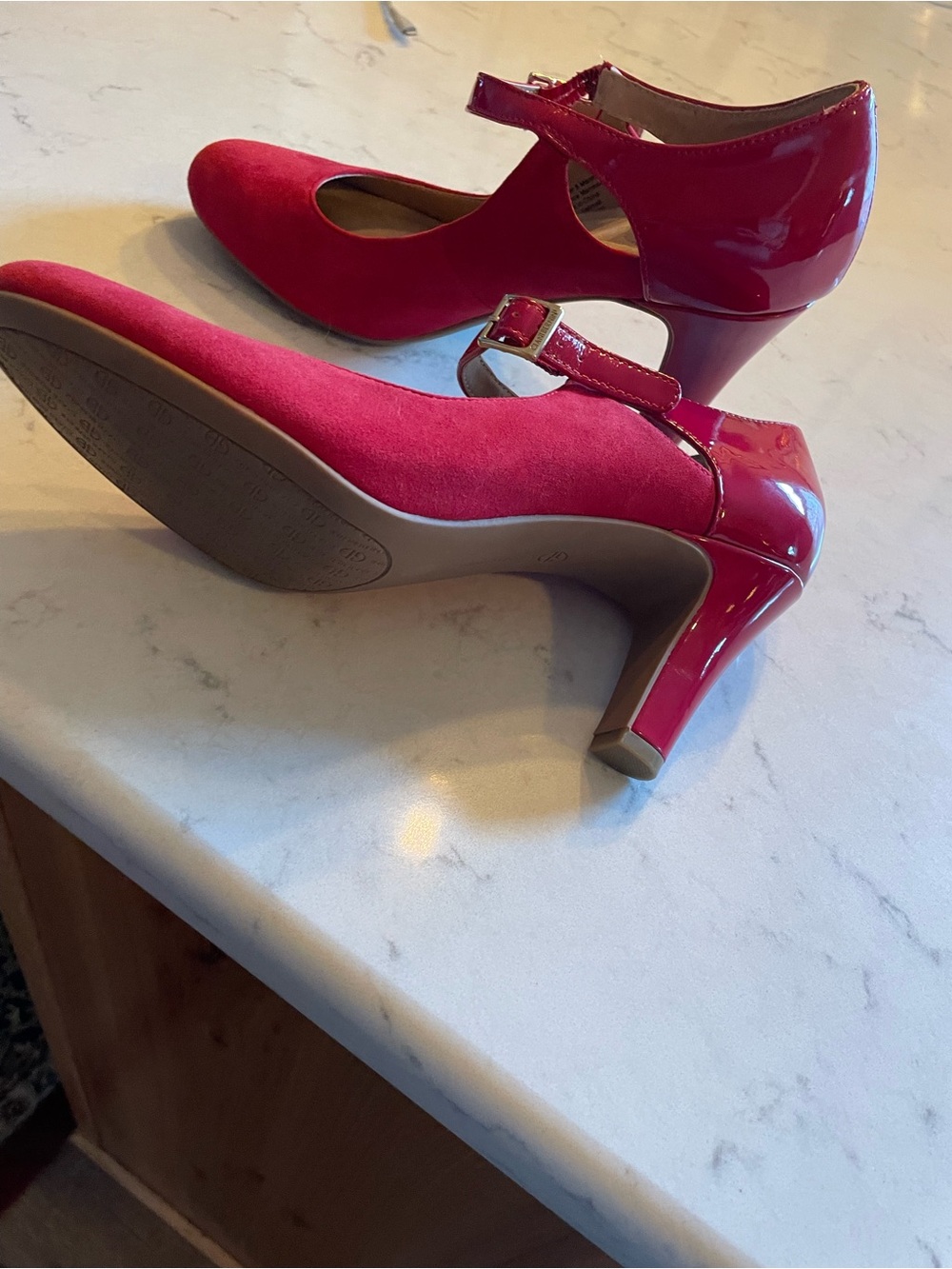 Women's Red Mary Jane Heels - Classic Block Heel. Item # 11740 with 3in heels